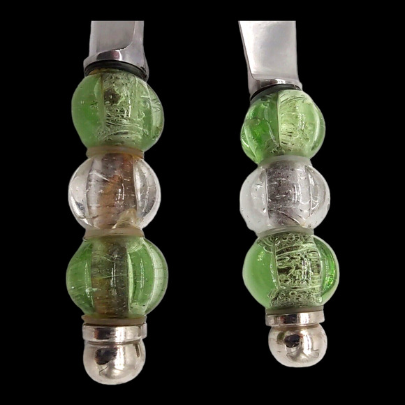 3 Piece Silver Tone Glass Bead Vintage Holiday Appetizer Hummus Cheese Spreader - Picture 7 of 11